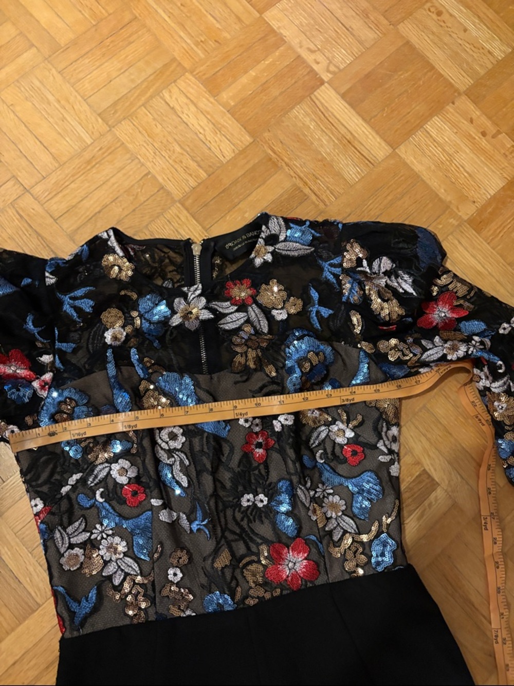 Bronx & Banco Black Wide-Leg Jumpsuit with Floral Bodice and Blue Trim. NWOT - Picture 4 of 16